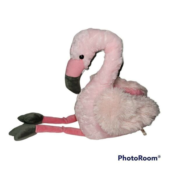 Pink Flamingo 25" Plush Stuffed Animal Sitting Shelf Chair Sitter Sparkle Wings - Picture 2 of 12
